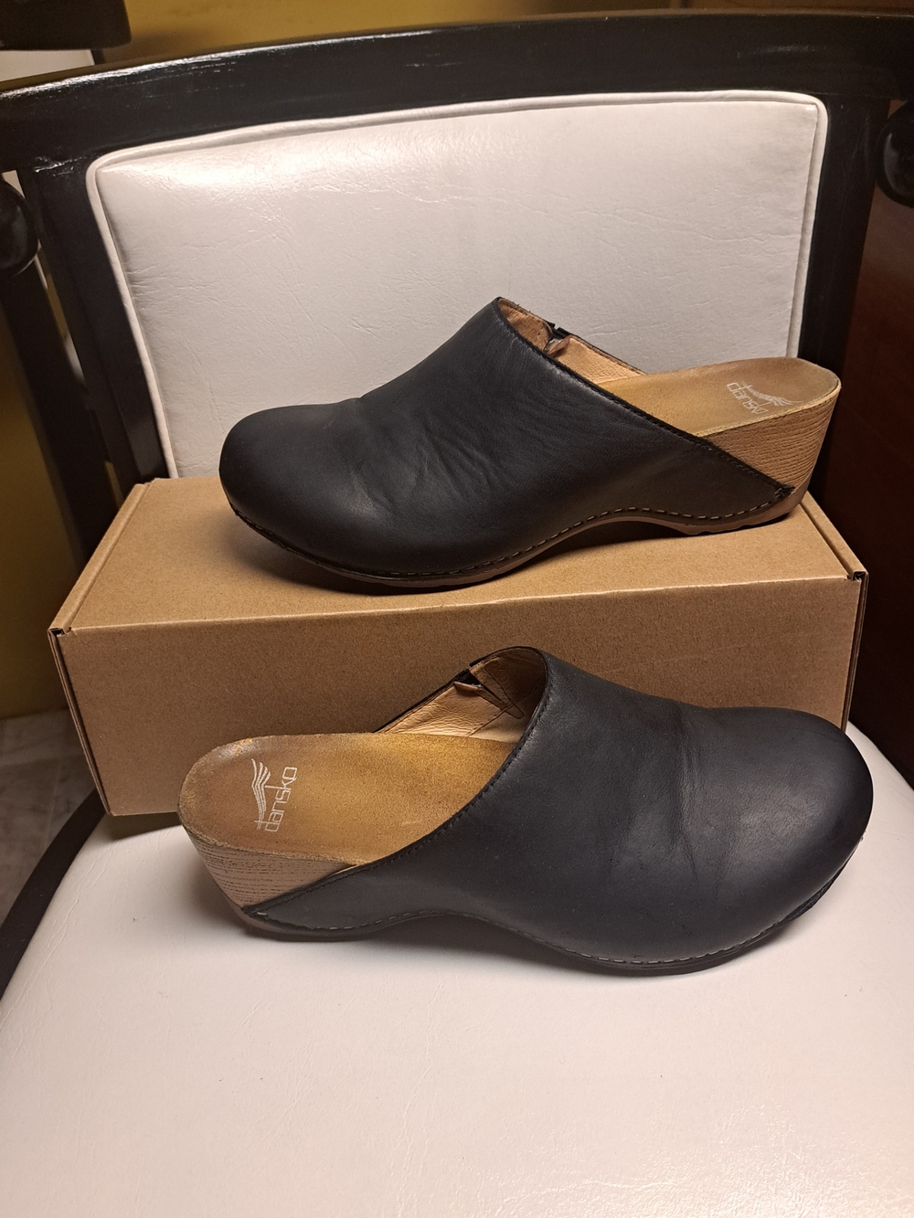 Dansko Talulah Women's Black Leather Slip-On Clog Mules EU 39 US 8.5/9